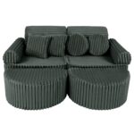 12 dalių modulinė žaidimų sofa iš labai plačių ruoželių velveto, churros • loki