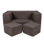 4 dalių modulinė žaidimų sofa iš stambaus ruoželinio velveto, aesthetic • kubic