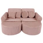 12 dalių modulinė žaidimų sofa iš labai plačių ruoželių velveto, churros • loki