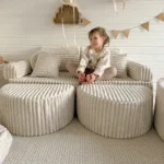 12 dalių modulinė žaidimų sofa iš labai plačių ruoželių velveto, churros • loki