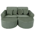 12 dalių modulinė žaidimų sofa iš labai plačių ruoželių velveto, churros • loki