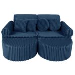 12 dalių modulinė žaidimų sofa iš labai plačių ruoželių velveto, churros • loki