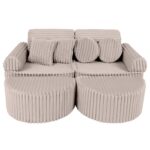 12 dalių modulinė žaidimų sofa iš labai plačių ruoželių velveto, churros • loki