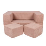 4 dalių modulinė žaidimų sofa iš stambaus ruoželinio velveto, aesthetic • kubic