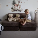 Modulinė 4 dalių žaidimų sofa iš stambaus ruoželinio velveto, aesthetic • loke